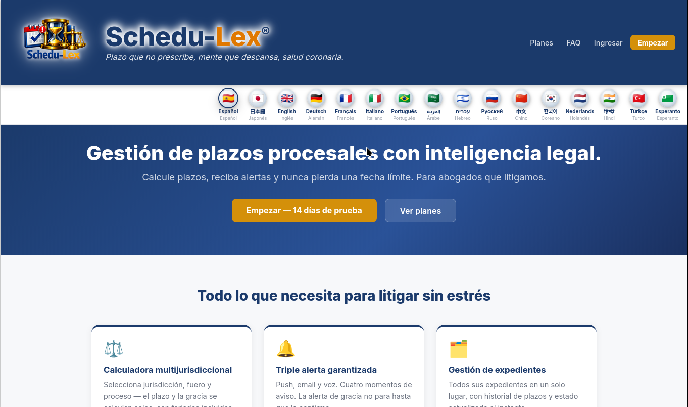 Portada del sitio de Schedu-Lex
